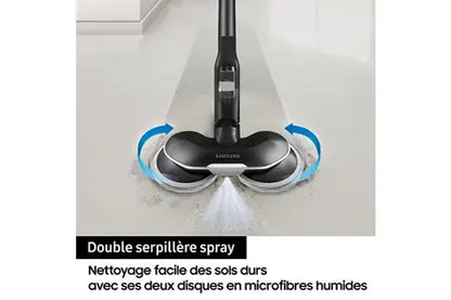 Aspirateur balai Samsung Pack Jet 85 Pet vert + Double Serpilliere Spray + 2eme filtre a particules fines