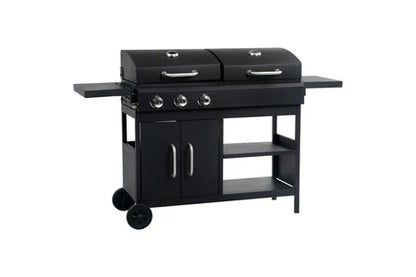 Barbecue vidaXL Gas-/houtskoolbarbecue met 3 branders47388