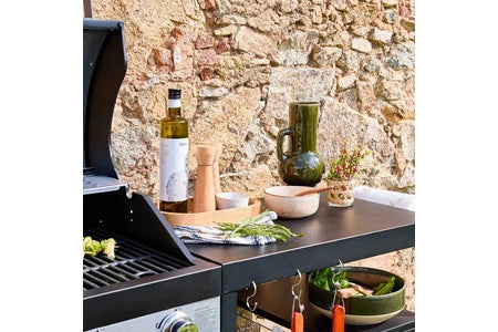 Barbecue Sweeek Barbecue 4 brûleurs cuisine d'extérieure DANGLARS Acier noir L 2235 x P 605 x H 142 cm