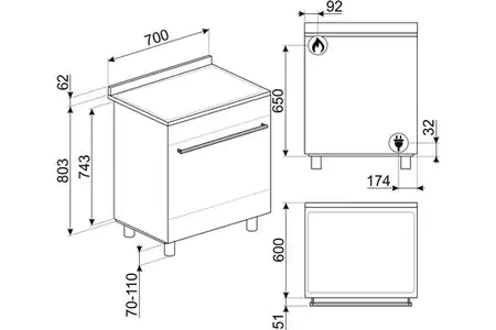 Piano de cuisson SMEG 70CM MIXTE INOX - C7GPX9