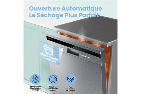 Lave-vaisselle pose libre Comfee Lave-vaisselle pose libre FD1435E-X L60cm 44db avec 14 couverts, 8 programmes, Affichage LED Acier Inox-Énergétique D
